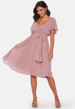 Goddiva Flutter Chiffon Midi Dress Purple S (UK10)