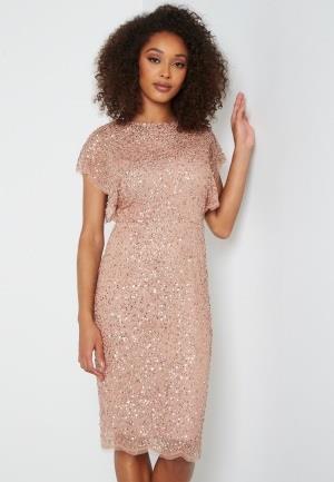 AngelEye Scallop Sequin Midi Dress Rose Gold XS (UK8)