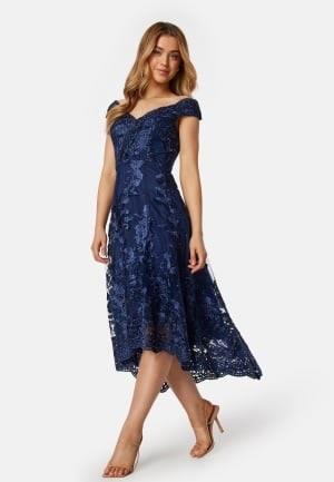 Goddiva Embroidered Lace Dress Dark blue XS (UK6)