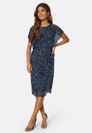 AngelEye Scallop Sequin Midi Dress Navy M (UK12)