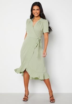 John Zack Short Sleeve Wrap Dress Sage Green L (UK14)