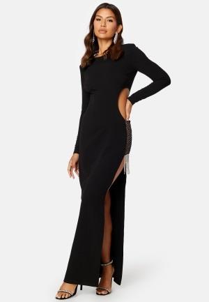 Bubbleroom Occasion Super cut out  Bejewelled Gown Black L