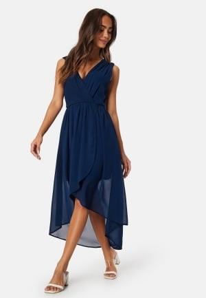 Bubbleroom Occasion High-Low Chiffon Dress Navy 36