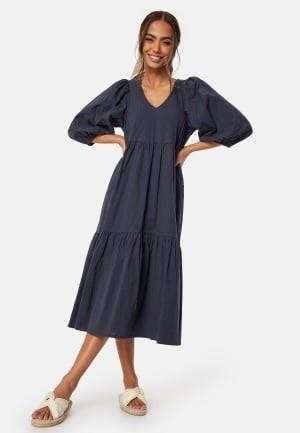 Happy Holly Balloon Sleeve Cotton Dress Dark blue 36/38