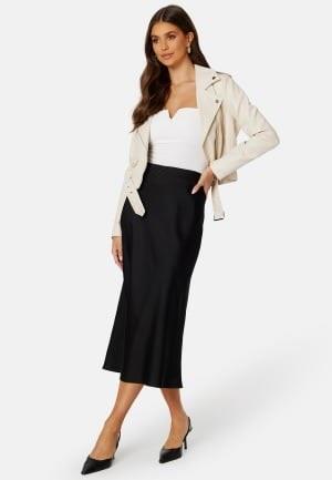 BUBBLEROOM Demi Midi Satin Skirt Black 34