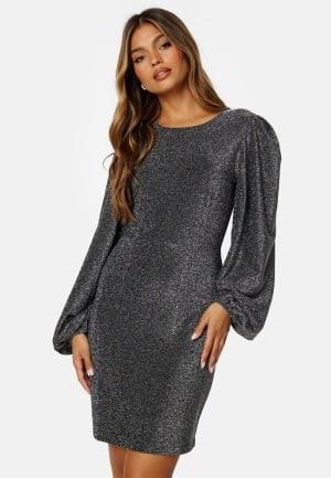 BUBBLEROOM Puff Sleeve Sparkling Dress Silver XS