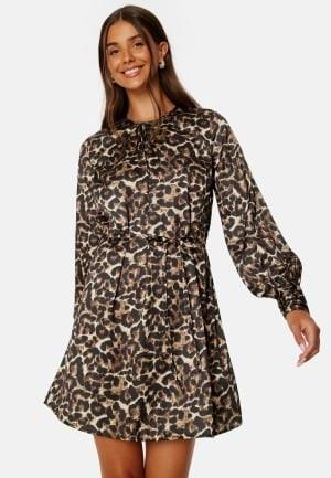 BUBBLEROOM Catalina Satin Dress Leopard 36