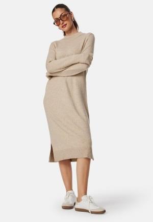 VILA Ril Crew Neck Midi Dress Natural Melange S