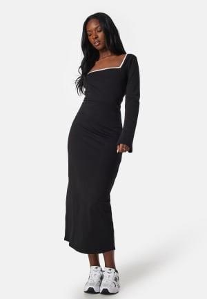 BUBBLEROOM Square Neck Contrast Dress Black/White S