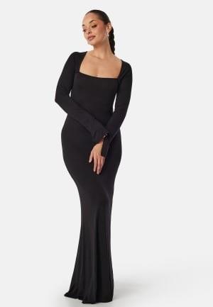 BUBBLEROOM Square Neck L/S Maxi Dress Black XL