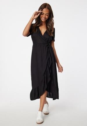 Happy Holly Evie Puff Sleeve Wrap Dress Black 52/54