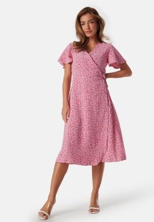 VILA Lovie S/S Wrap Midi Dress Sweet Lavender AOP:ALINI 36