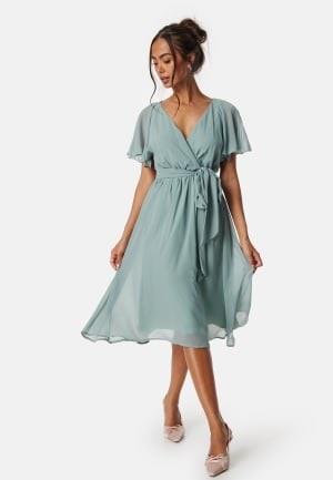 Goddiva Flutter Chiffon Midi Dress Dusty green XXL (UK18)