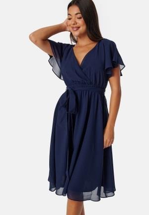 Goddiva Flutter Chiffon Midi Dress Navy XXL (UK18)