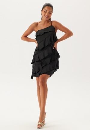 Bubbleroom Occasion One shoulder Short Frill Dress Black XL