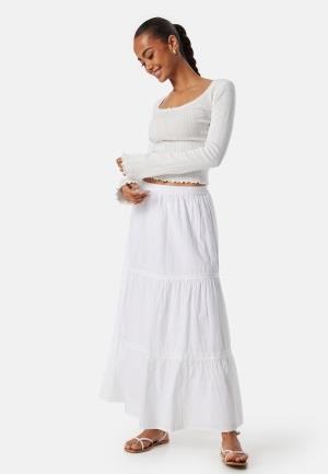 BUBBLEROOM Cotton Maxi Flounce Skirt White XS