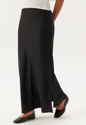 BUBBLEROOM Slit Satin Skirt Black 46