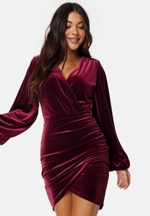 Bubbleroom Occasion Leija Velvet Dress Dark red M