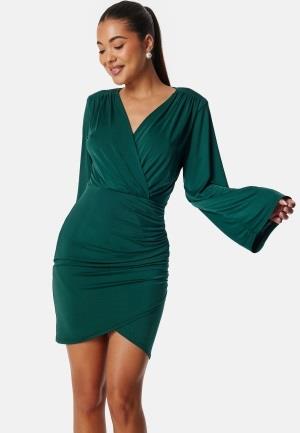 Bubbleroom Occasion Wrap Soft Short Dress Dark green M