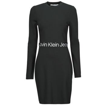 Lyhyt mekko Calvin Klein Jeans  LOGO ELASTIC MILANO LS DRESS  EU S