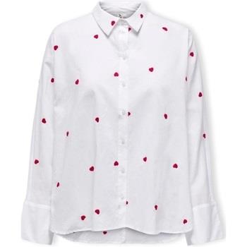Paita Only  New Lina Grace Shirt L/S - Bright White/Heart  EU S