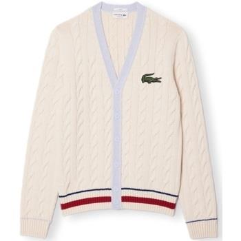 Neulepusero Lacoste  Cotton Cable Knit Cotton - Blanc/Bleu Clair  EU M