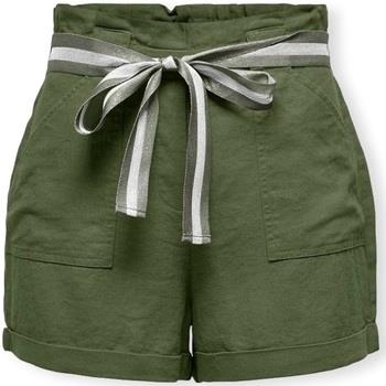 Shortsit & Bermuda-shortsit Only  Luna Linen Shorts - Olive Green  EU ...