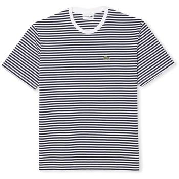 T-paidat & Poolot Lacoste  T-Shirt Heavy Cotton Striped - Blanc/Bleu M...