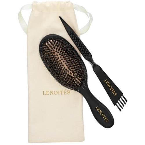 Lenoites Hair Brush Wild Boar + Pouch and cleaner tool Black - pcs 1