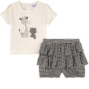 Mayoral Animal Friends T-shirt And Shorts Set Cream 9 Months