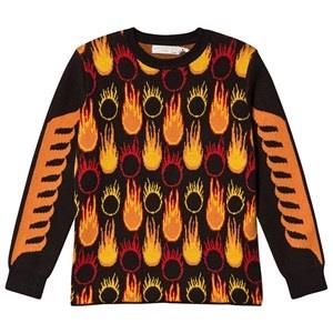 Stella McCartney Kids Black and Orange Lucky Jumper with Flame Print 3...