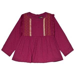 Velveteen Embroidered Blouse Berry Red 10 years