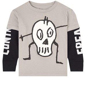 NUNUNU Goofy Skull Graphic T-Shirt Gray 12-18 Months