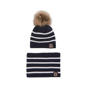 IKKS Striped Knitted Hat And Snood Set Navy 49 cm