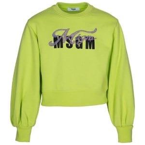 MSGM Cropped Branded Sweatshirt Lime 10 Years