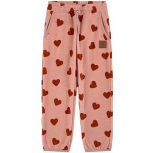 Kuling Northpole Recycled Heart Printed Fleece Pants Woody Rose 128 cm