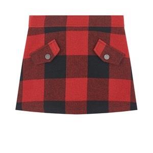 Moschino Kid-Teen Checkered Wool Skirt Red