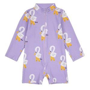 Bobo Choses Printed One-piece Rashguard Swimsuit With Pelicans Lavende...