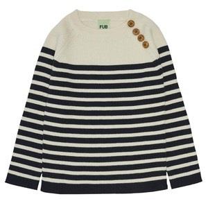 FUB Striped Knit Sweater Ecru/Dark Navy 90 cm