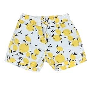búho Swim Shorts With Lemon Print Pale Blue 3 Years