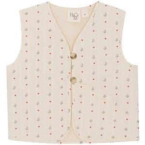 Flöss Wilma Heart Printed Quilted Vest Cream 80 cm