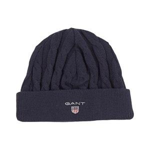 GANT Logo Cable Knit Beanie Navy One Size