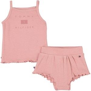 Tommy Hilfiger Ribbed Branded Top And Shorts Set Broadway Pink 62 cm