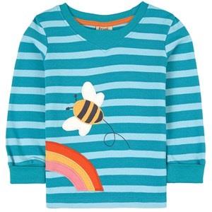 Frugi Bee Easy T-Shirt Blue Camper Stripe 6-12 months