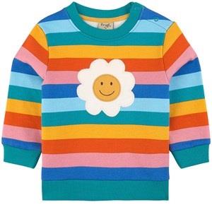 Frugi Sammy Sweatshirt Mid Pink Rainbow Stripe/Daisy