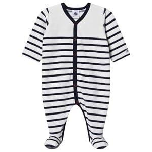 Petit Bateau Stripe Footed Baby Body Navy/White 1 month