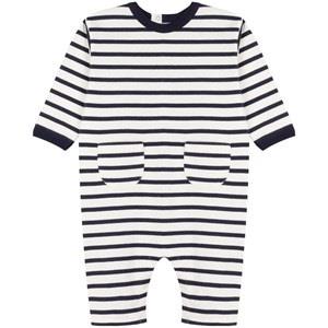 Petit Bateau Striped Jumpsuit Marshmallow/Smoking 3 Months