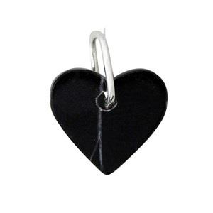 Design Letters Stone Heart Charm - Black/Sterling Silver One Size