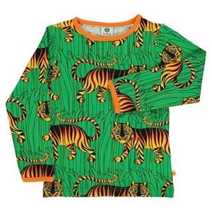 Småfolk T-Shirt With Tiger Print Green 1-2 Years