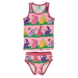 Småfolk Printed Underwear Set With Rabbits Sea Pink 1-2 Years